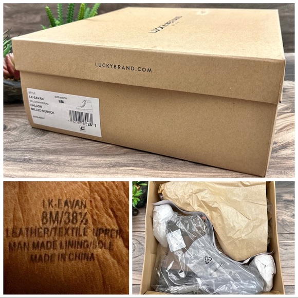 NIB Lucky Brand Eavan Lace Up Combat Boots Falcon Milled Nubuck Leather 8M - Picture 11 of 12